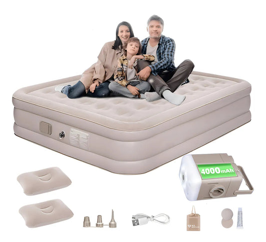 Colchão Inflável Queen com Bateria de Lítio Integrada